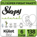 Sleepy Natural No:6 XLarge 138 Adet Külot Bebek Bezi