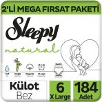 Sleepy Natural No:6 XLarge 184 Adet Külot Bebek Bezi