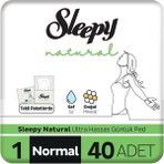 Sleepy Natural Ultra Hassas Günlük Ped Normal 40 Adet Ped - 1