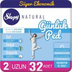 Sleepy Natural Uzun Günlük Ped - 32 Adet, Saf Su Dokunuşu ile, Doğal Bambu ve Organik Pamuk Liflerinden Üretilmiştir, Süper Ekonomik Paket