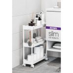 Slim 3 Katlı Tekerlekli Raf Ünitesi Beyaz, Banyo Rafı, Mutfak Rafı, Banyo Düzenleyici