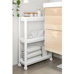 Slim 3 Katlı Tekerlekli Raf Ünitesi Beyaz, Banyo Rafı, Mutfak Rafı, Servis Sehpası, Organizer