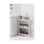 Slim 3 Katlı Tekerlekli Raf Ünitesi - Dar Alanlar İçin Mutfak & Banyo Organizer - Baharatlık & Havluluk Düzenleyici (BEYAZ)