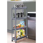 Slim 4 Katlı Tekerlekli Raf Ünitesi - Dar Alanlar Için Mutfak ve Banyo Organizer - Baharatlık V - Çok Renkli
