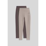 Slim Fit 2li Paket Kahverengi-Koyu Bej Kadın Kapri Tayt - 94011