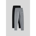 Slim Fit 2li Paket Siyah-Gri Melanj Kadın Kapri Tayt - 93097