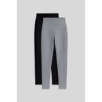 Slim Fit 2li Paket Siyah-Gri Melanj Kadın Kapri Tayt - 94011