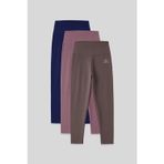 Slim Fit 3lü Paket İndigo-Gül Kurusu-Kahverengi Kadın Kapri Tayt - 93097