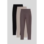 Slim Fit 3lü Paket Koyu Bej-Kahverengi-Siyah Kadın Tayt - 94011 - Siyah - Kahverengi - Koyu Bej - XL