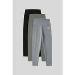 Slim Fit 3lü Paket Siyah-Çağla-Gri Melanj Kadın Kapri Tayt - 93097