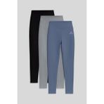 Slim Fit 3lü Paket Siyah-Gri Melanj-Petrol Kadın Tayt - 94011 - Siyah - Gri - Mavi