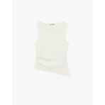 Slim Fit Asimetrik Kesim Kolsuz Kayık Yaka Bluz