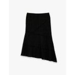 Slim Fit Asimetrik Kesim Puantiyeli Midi Etek
