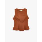 Slim Fit Asimetrik Peplum Bisiklet Yaka Kolsuz Bluz