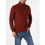 Slim Fit Balikci Desenli Turuncu Erkek Kazak