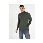 Slim Fit Balikci Erkek Haki Kazak