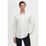 Slim Fit Beyaz Italyan Yaka Dar Kesim Klasik Kravatlık Uzun Kollu Kolay Ütülenebilir Nefes 2HF02ORT4185 - 2XL