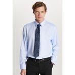 Slim Fit Beyaz Non-Iron %100 Pamuk Doğa Dostu Ekoteks Belgeli Ütü Gerektirmez Gömlek - Mavi