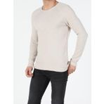 Slim Fit Bisiklet Yaka Erkek Bej Kazak
