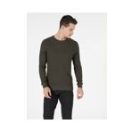 Slim Fit Bisiklet Yaka Erkek Haki Kazak