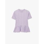 Slim Fit Bisiklet Yaka Kısa Kollu Dokulu Peplum Bluz