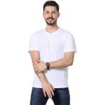 Slim Fit Bisiklet Yaka Siyah Basic Düz Kısa Kollu Tişört - Beyaz