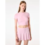 Slim Fit Büzgülü Kısa Kollu Bisiklet Yaka Crop Spor Tişört