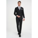 Slim Fit Çift Yırtmaç Kruvaze Klasik Siyh Takım Elbise Tk 919 - 58 - Siyah - 6 Drop