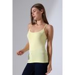 Slim Fit Dar Kesim Ince Askılı U Yaka Yumuşak Dokulu Basic Kadın Body Atlet 22001 Açık Sarı