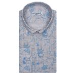 Slim Fit Desenli Bej Erkek Gömlek