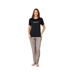Slim Fit Desenli Kısa Kol Mevsimlik Kadın Pijama Takımı Leopar XL