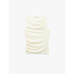 Slim Fit Drape Detaylı Kolsuz Bisiklet Yaka Bluz