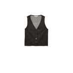 Slim Fit Düğmeli V Yaka Parıltılı Çizgili Yelek