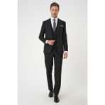 Slim Fit Düz Esnek Yelekli Klasik Siyah Takım Elbise Tk 894 - 52 - 6 Drop