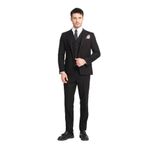 Slim Fit Erkek Düz Mono Yaka Çift Yırtmaçlı Astarlı Takim Elbise Siyah 52/6