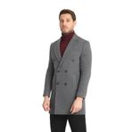 Slim fit Erkek Kalın Kruvaze Kaban-palto Gri 58/6