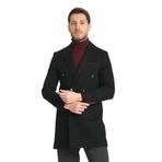Slim fit Erkek Kalın Kruvaze Kaban-palto Siyah 48/6