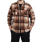 Slim Fit Erkek Polar Gömlek (S, Kahve Krem)