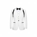 Slim Fit Erkek Takım Elbise, Smokin Tarzı (BEYAZ, 46)