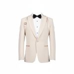 Slim Fit Erkek Takım Elbise, Smokin Tarzı (KREM, 48)