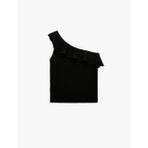 Slim Fit Fırfırlı Kolsuz Fitilli Tek Omuz Bluz