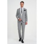 Slim Fit Fleto Cep Pötikare Desenli Yelekli Siyah Takım Elbise Tk 922 - 62 - 6 Drop