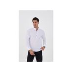 Slim Fit Hakim Yaka Likra Keten Pamuk Erkek Gömlek