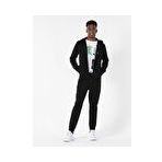 Slim Fit Kapüşonlu Siyah Erkek Ceket