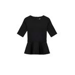 Slim Fit Kısa Kollu Bisiklet Yaka Peplum Bluz
