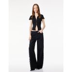 Slim Fit Kısa Kollu Klasik Yaka Fermuarlı Crop Gömlek