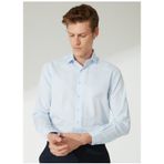 Slim Fit Klasik Yaka Armurlu Mavi - Buz Erkek Gomlek Gm2024700397