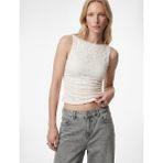 Slim Fit Kolsuz Yuvarlak Yaka Dantelli Bluz