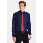 Slim Fit Lacivert Non-Iron %100 Pamuk Doğa Dostu Ekoteks Belgeli Ütü Gerektirmez Gömlek
