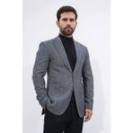 Slim Fit Mono Yaka Gri Astarsız Yünlü Tek Ceket - 58